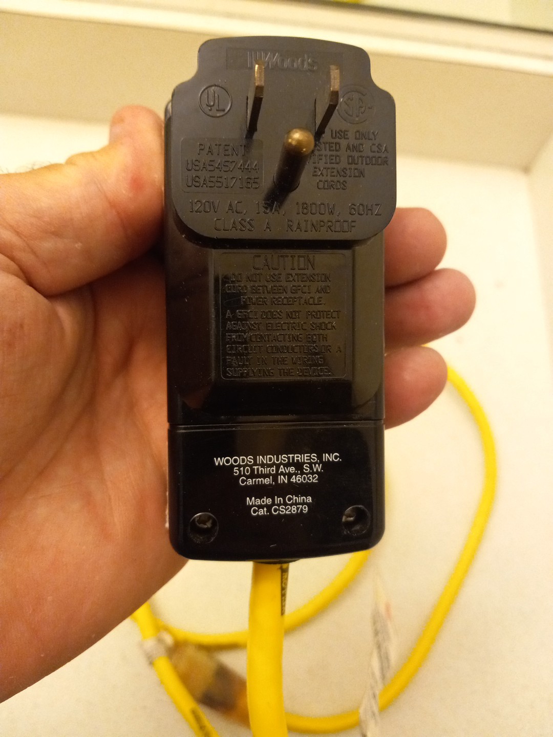 Woods Yellow Jacket GFCI/DDFT Ground Fault Circuit Interrupter 15A 6FT