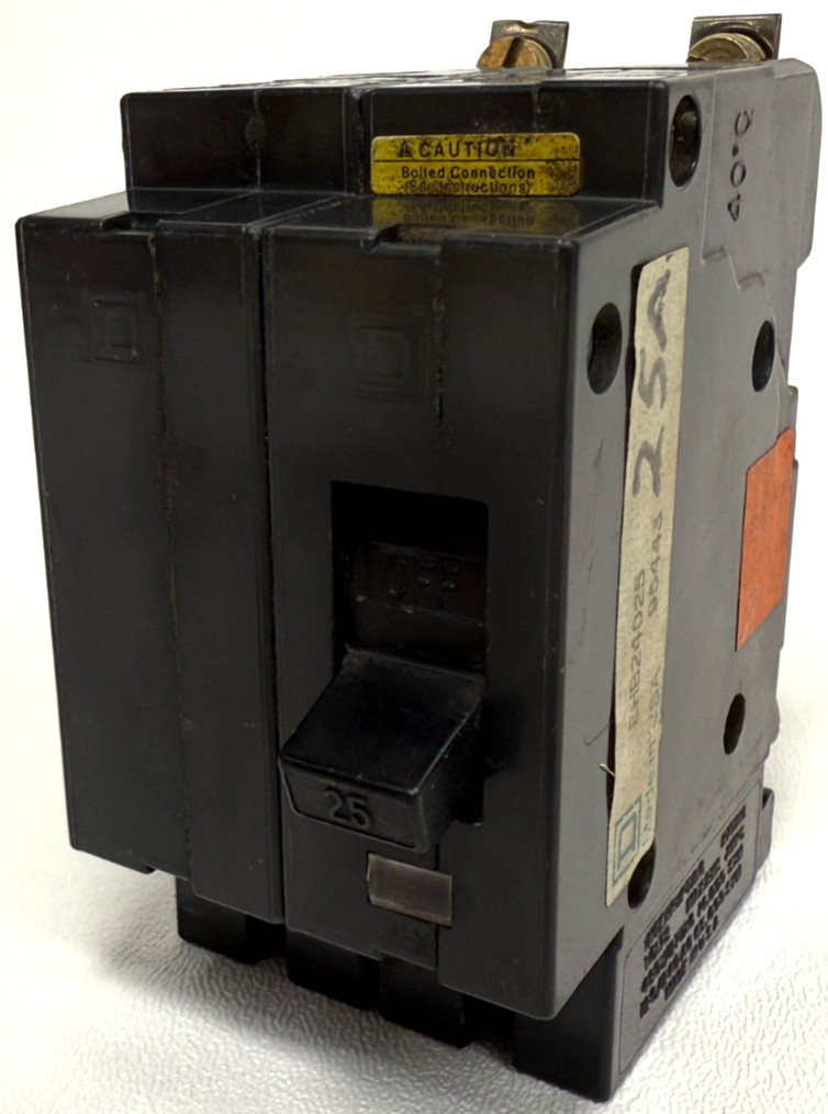 Square D EHB24025 25Amp 2Pole 480/277VAC 14kA Type EHB-4 Bolt-on Circuit Breaker
