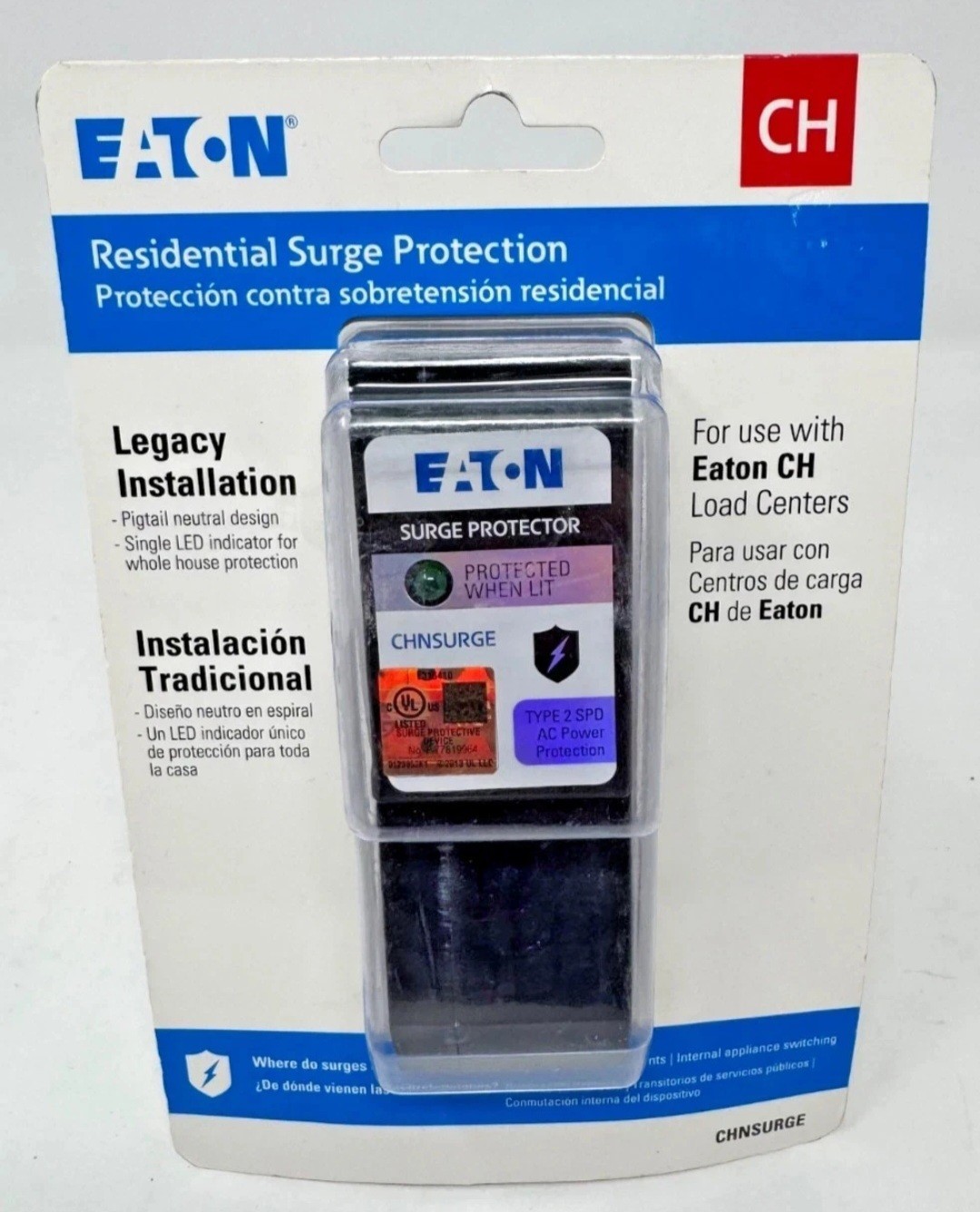 CH Eaton Surge Protector CHNSURGE 120/240 V Cutler Hammer Type 2 (NOB)