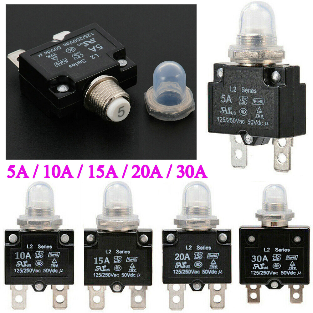 DC 50V 5-30A Push Button Manual Reset Thermal Circuit Breaker Overload Switch