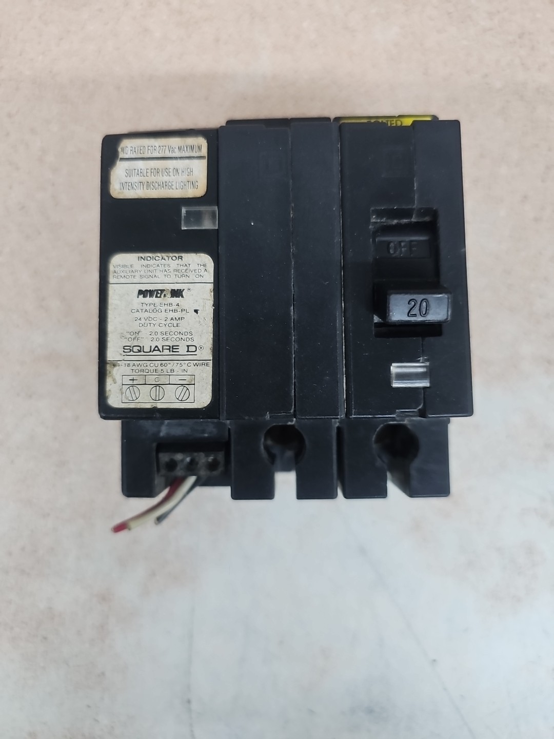 Square D EHB24020PL 20 Amp 480/277V 2 Pole Power Link Circuit Breaker