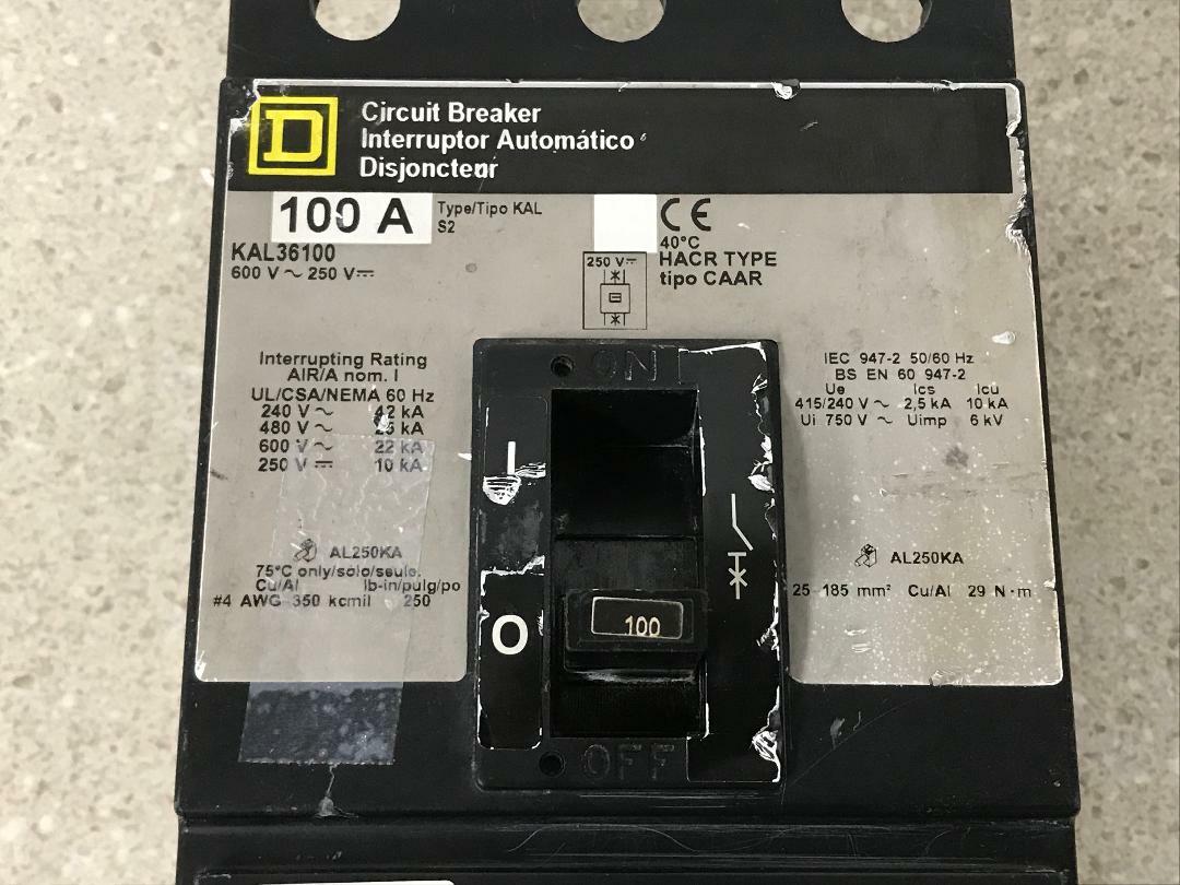 Square D Circuit Breaker KAL36100 100A 3P