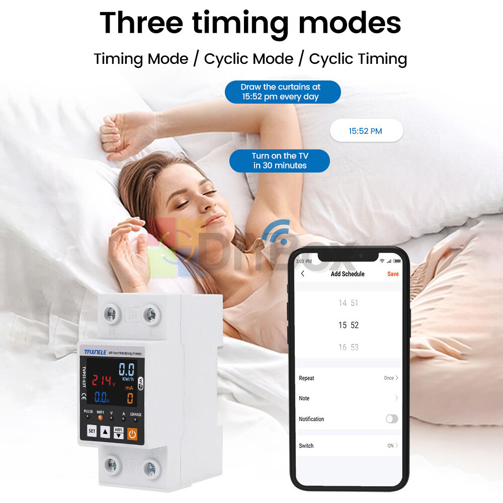 Tuya WIFI Smart Power Protector Overvoltage Leakage Protection Energy Meter