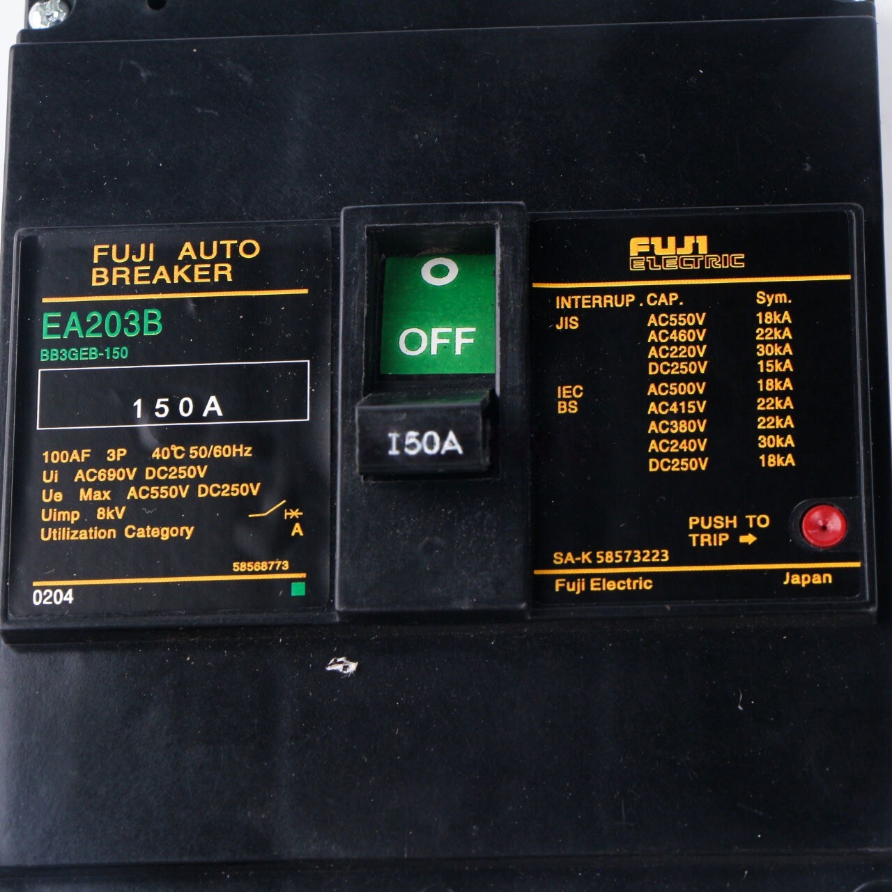 Fuji Electric EA203B NEW ONE 3P 150A Industrial Automation Auto Circuit Breaker