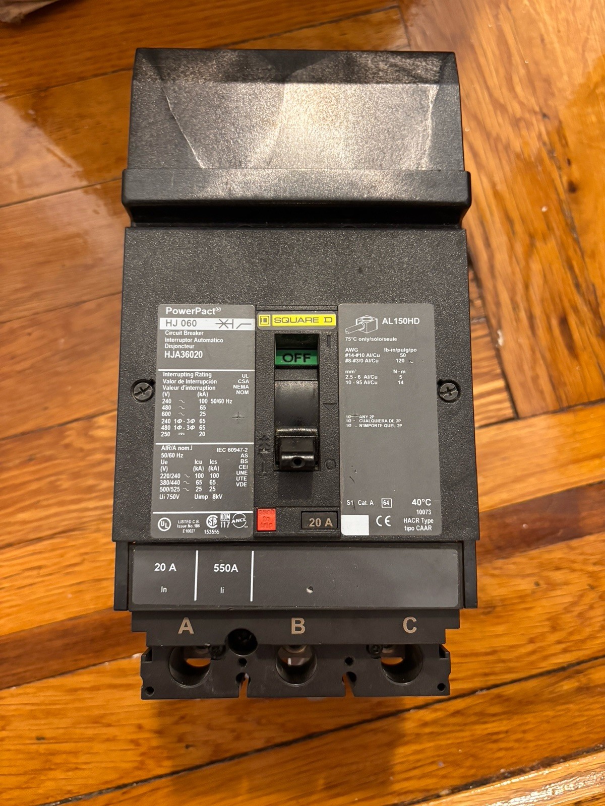 SQUARE D HJA36020 HJA060 600V 3PH I-LINE CIRCUIT BREAKER