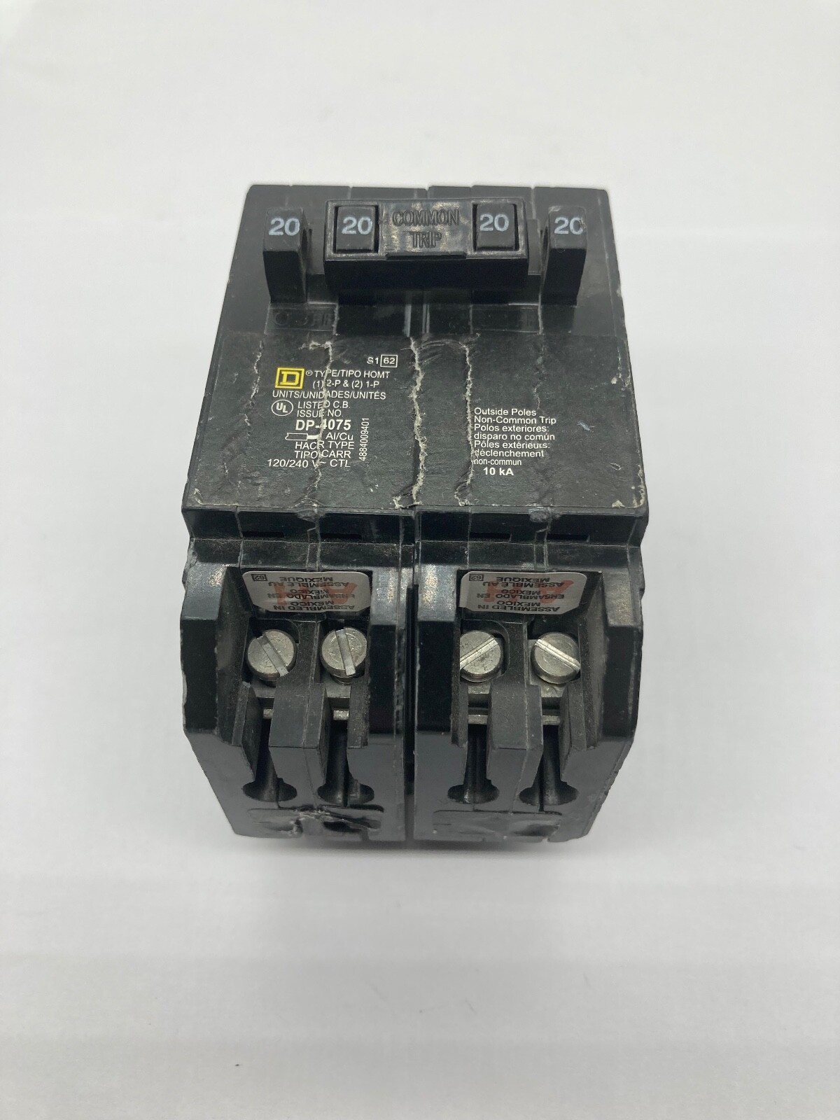 HOMT2020220 Homeline Square D QuaTwo 1 Pole 20 Amp 1 2P 20A Plug In Breaker CHIP