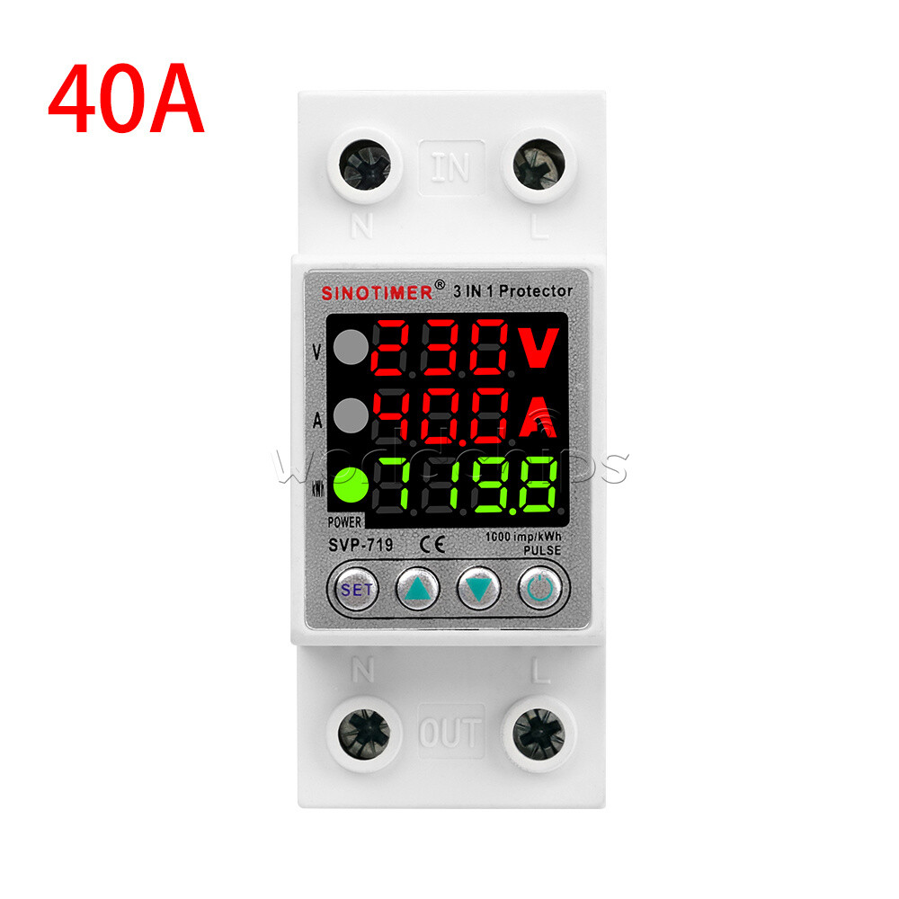 63A 230V 3 In 1 Din Rail Adjustable Over And Under Voltage Protective Device New