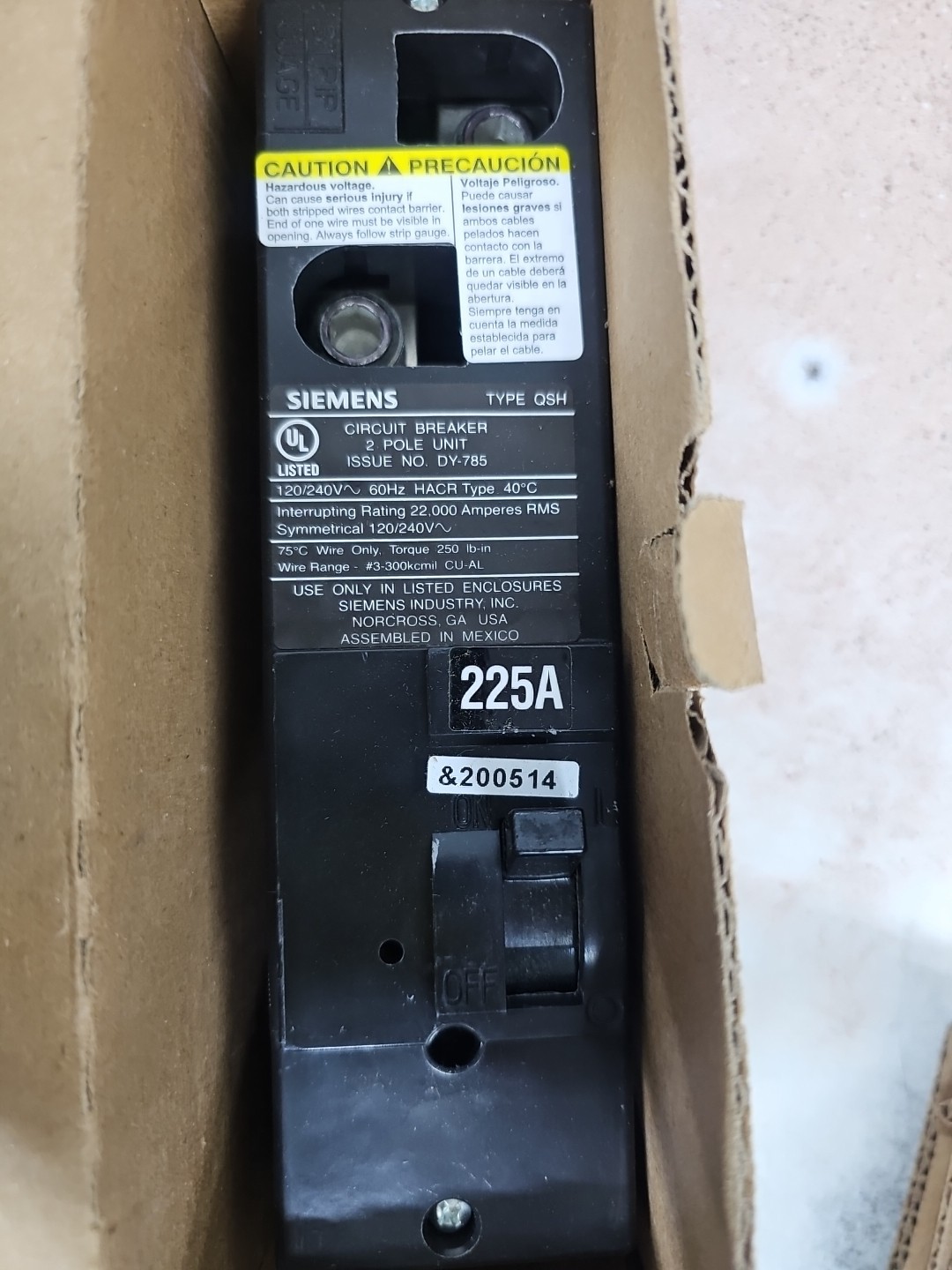 QS2225H SIEMENS 225AMP 2 POLE 120/240V NEW