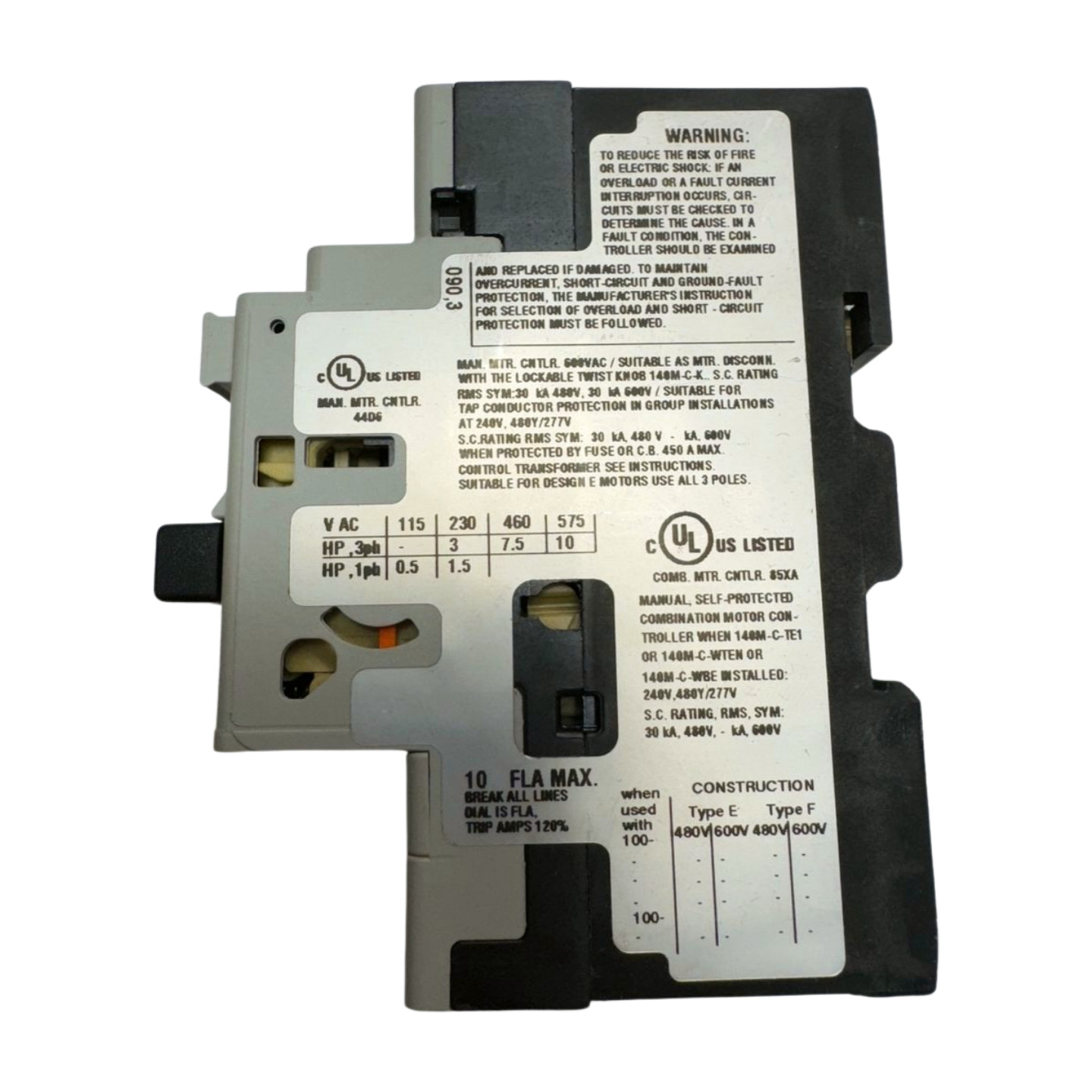 Allen-Bradley 140M-C2T-C10 Molded Case Circuit Breaker, 6.3-10A Ser. C