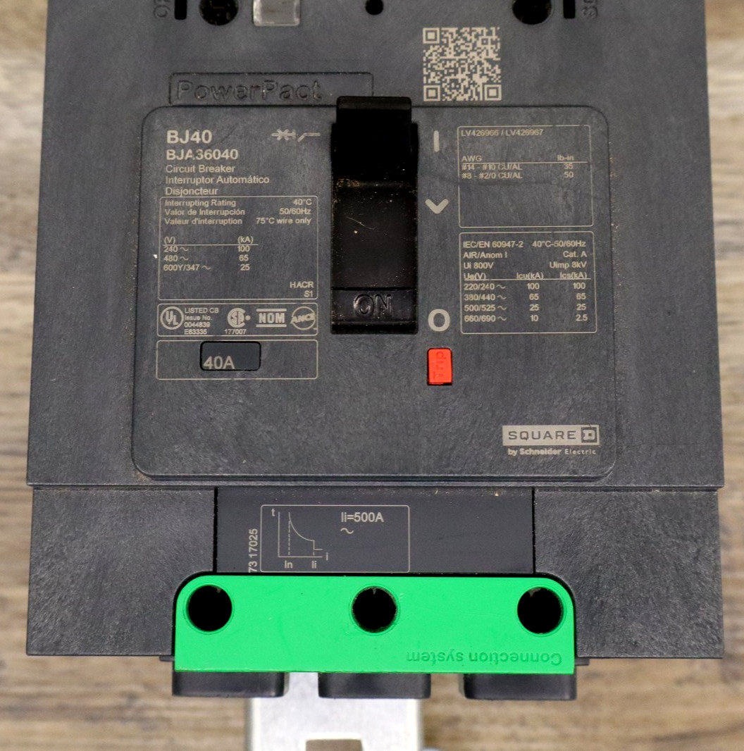 Powerpact BJA36040 I-Line Circuit Breaker 40A 600Y/347V 3P 40 AMP BJ40