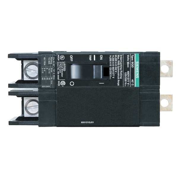 Siemens Bqd250 Miniature Circuit Breaker, Bqd Series, 50A, 2 Pole, 480V Ac,