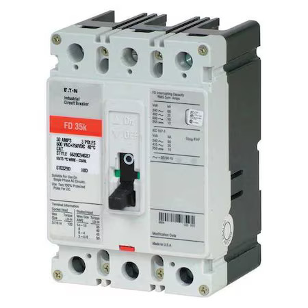 Eaton Fd3080 Molded Case Circuit Breaker, Fd Series, 80A, 3 Pole, 600V Ac, 65Ka