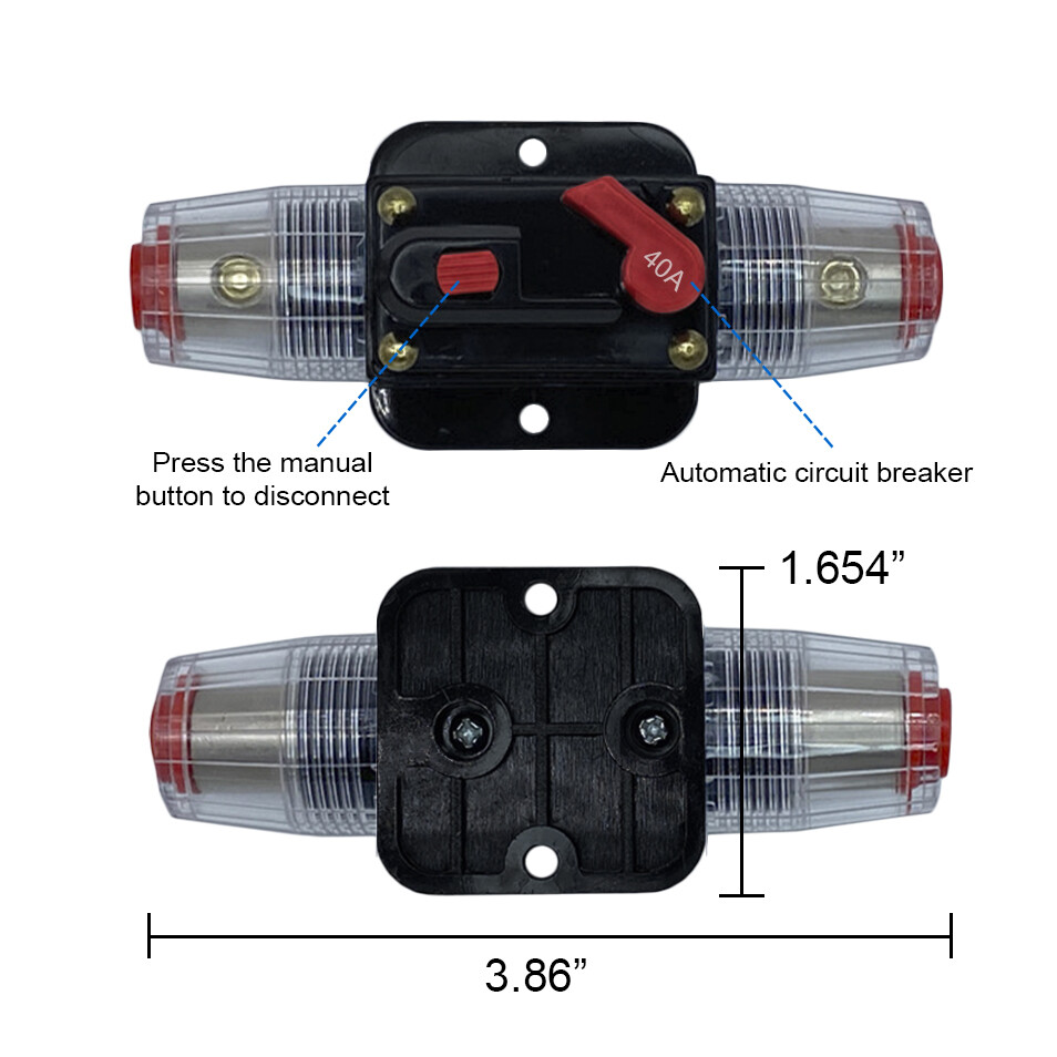 40A Inline Circuit Breaker Stereo Audio Manual Reset for Auto Marine RV 40 Amp