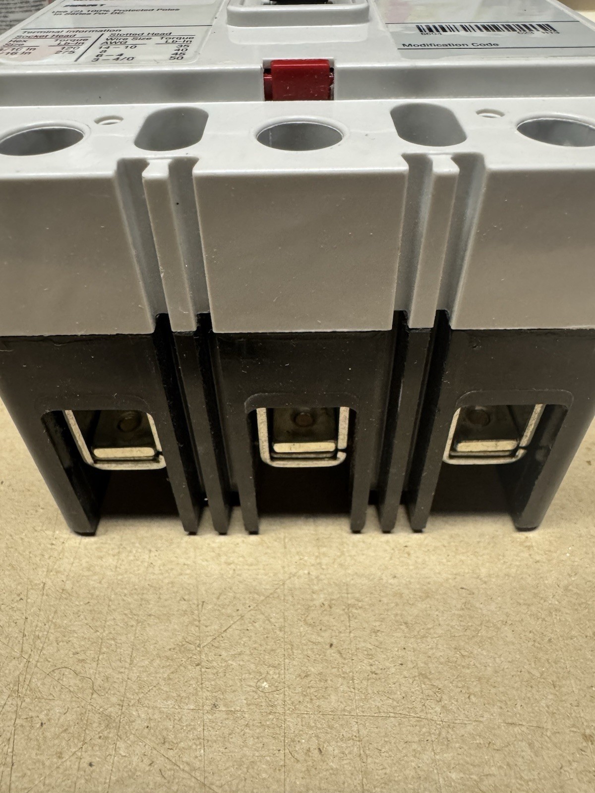 Eaton FD3080 Molded Case Circuit Breaker, Fd Series, 80A, 3 Pole, 600V Ac, 35Ka
