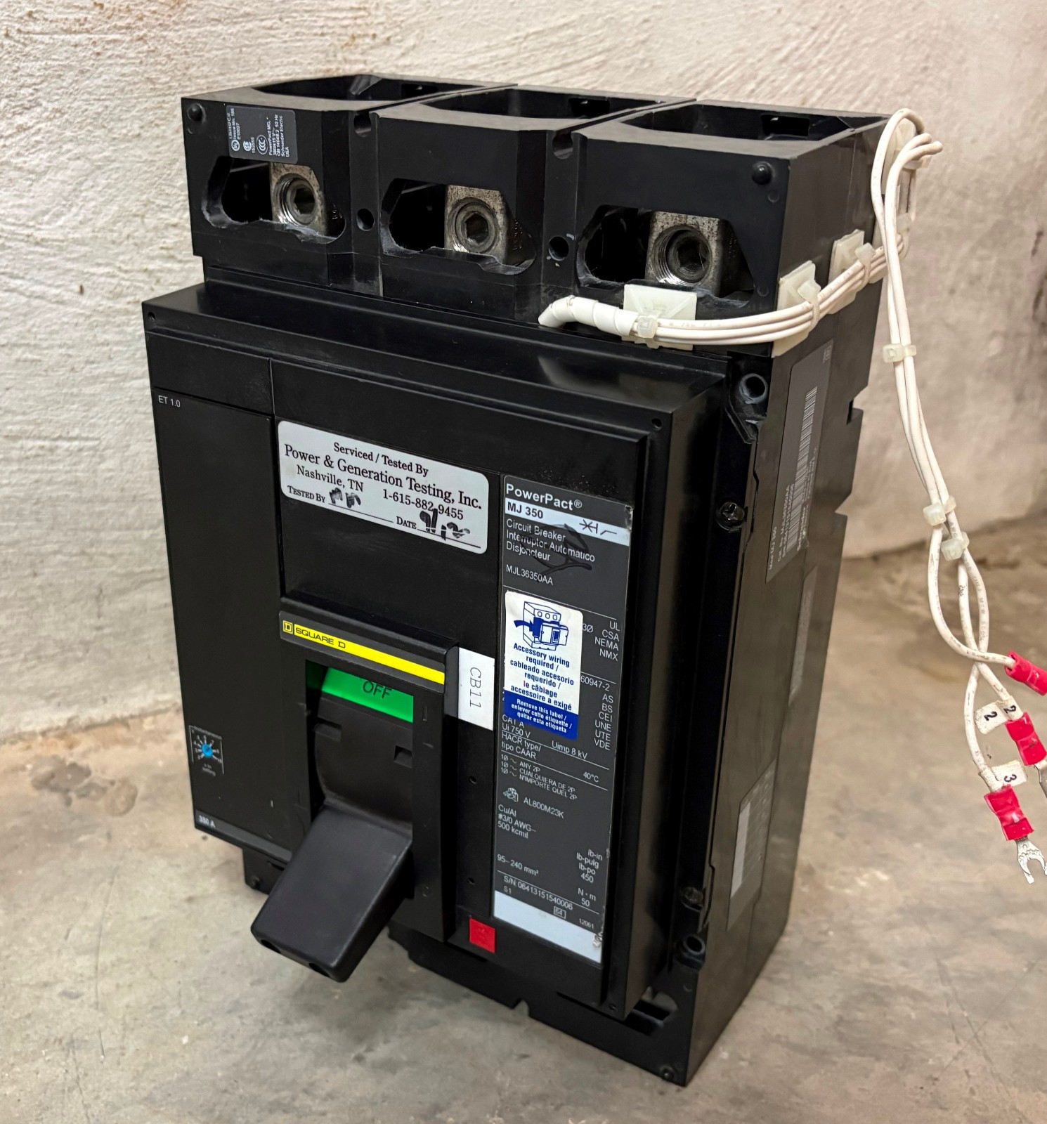 Square D MJL36350AA MJ 350 Amp PowerPact Circuit Breaker 350A MJL36350 3P 600V