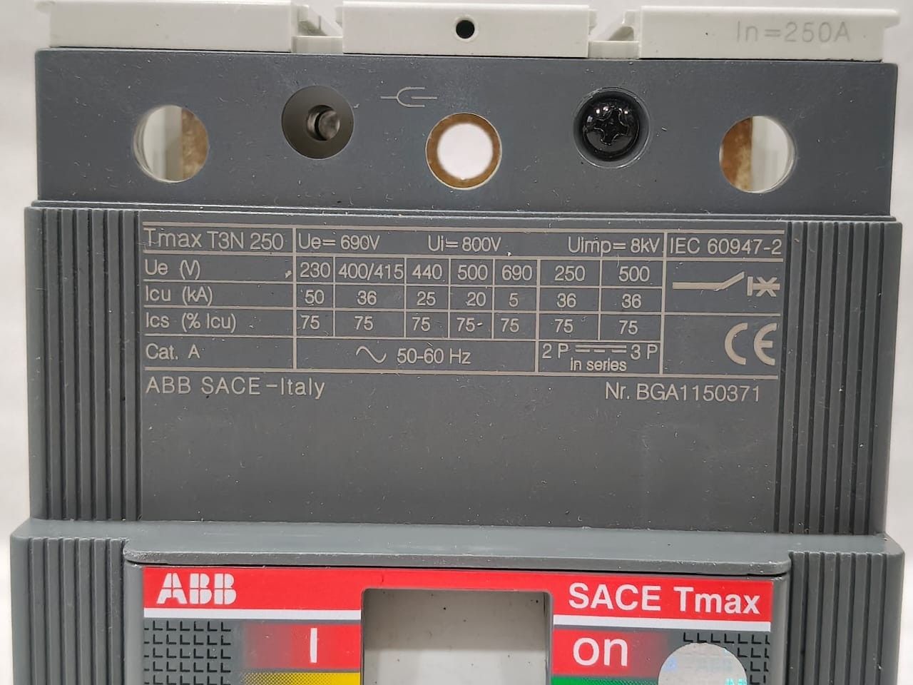 ABB SACE TMAX T3 N 250 250AMP 3POLE MOULDED CASE CIRCUIT BREAKER FAST SHIPPING