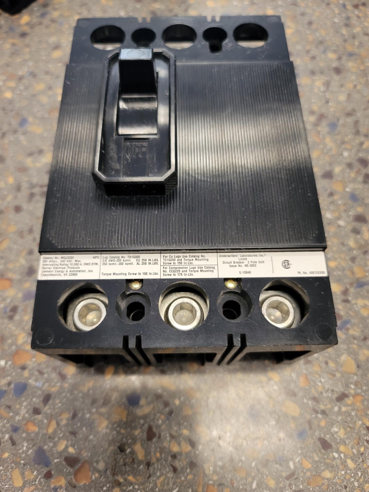 MURRAY MQJ3150 150A 3P/3 PHASE 240V BREAKER CU/AL TYPE MQ