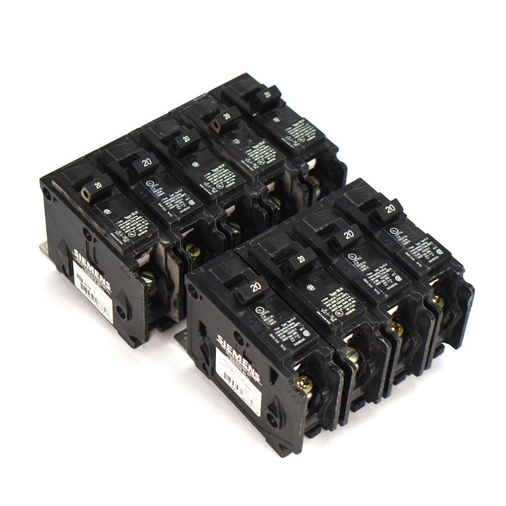 (Lot of 9) Siemens B120H Type BLH 20A 1-Pole 120V / 240V Circuit Breakers HACR