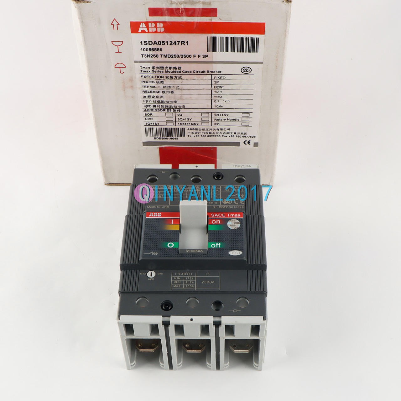 1PCS New ABB TMAX T3N250 TMD250/2500 FF 3P 250A 1SDA051247R1 Circuit Breaker