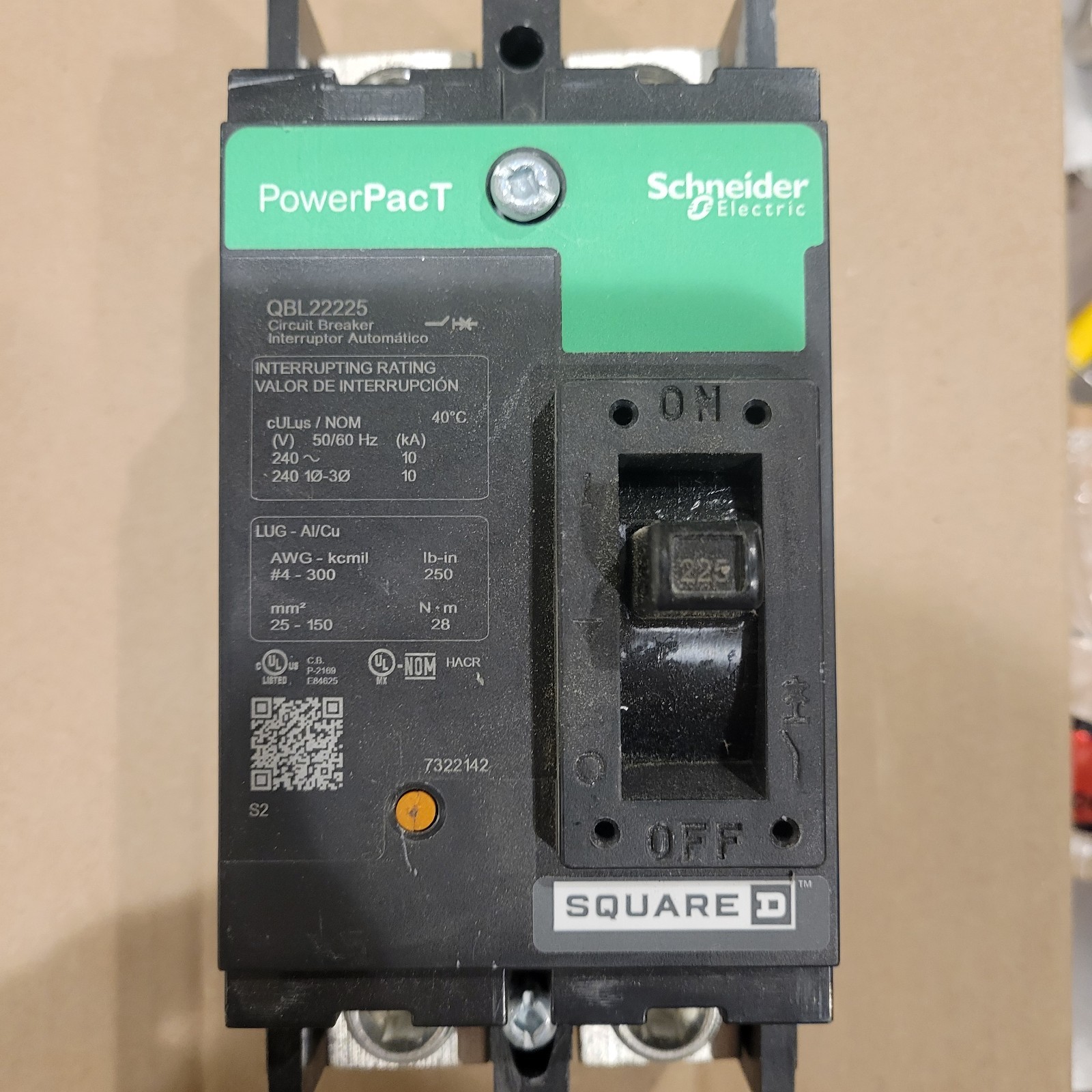 Square D QBL22225 225A 240V Circuit Breaker