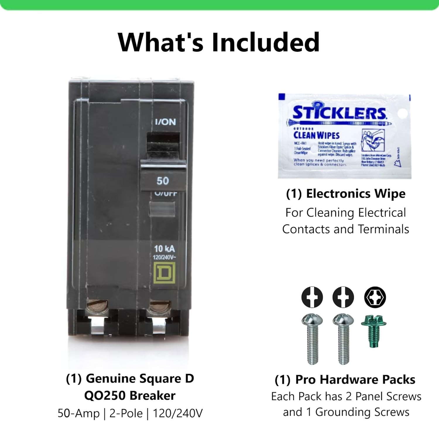 Genuine Square D QO250 Circuit Breaker Kit, 50 Amp (50A) Double Pole (2 Pole), 1