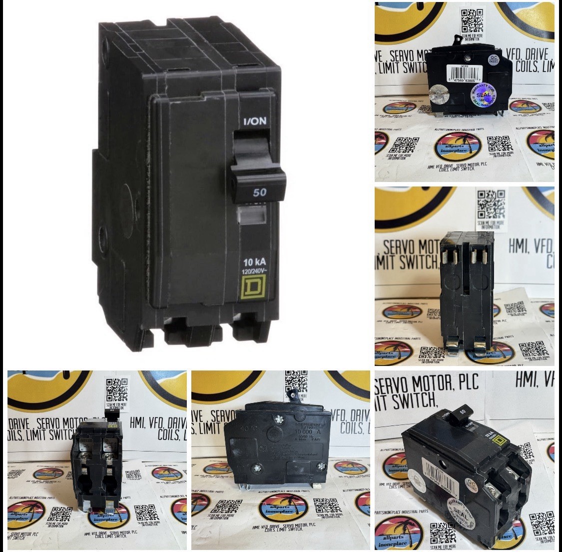 Square D 2-Pole Standard Trip Indoor Circuit Breaker 50A 120/240V, 1.48 W x 3.5