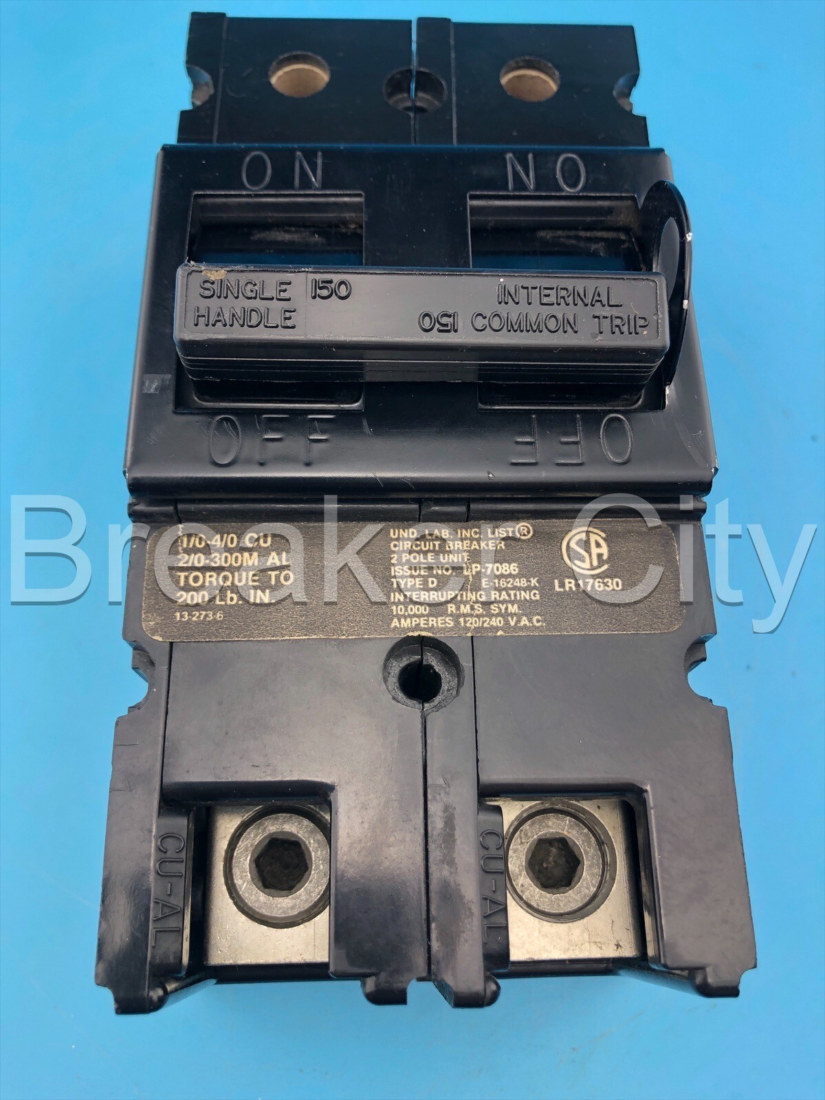 Zinsco QFB24 150 Amp 2 Pole Circuit Breaker Type D GTE Sylvania Challenger 240V