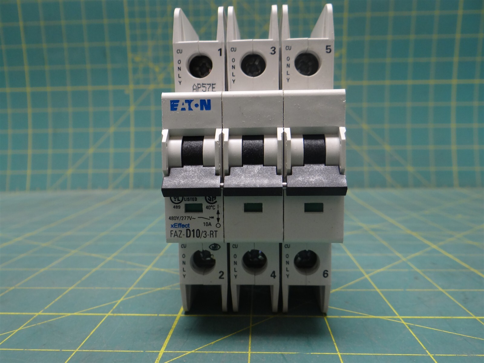 Eaton FAZ-D10/3-RT 10A, 3P, 277/480VAC, 48VDC, 10 kAIC, D-Curve Circuit Breaker