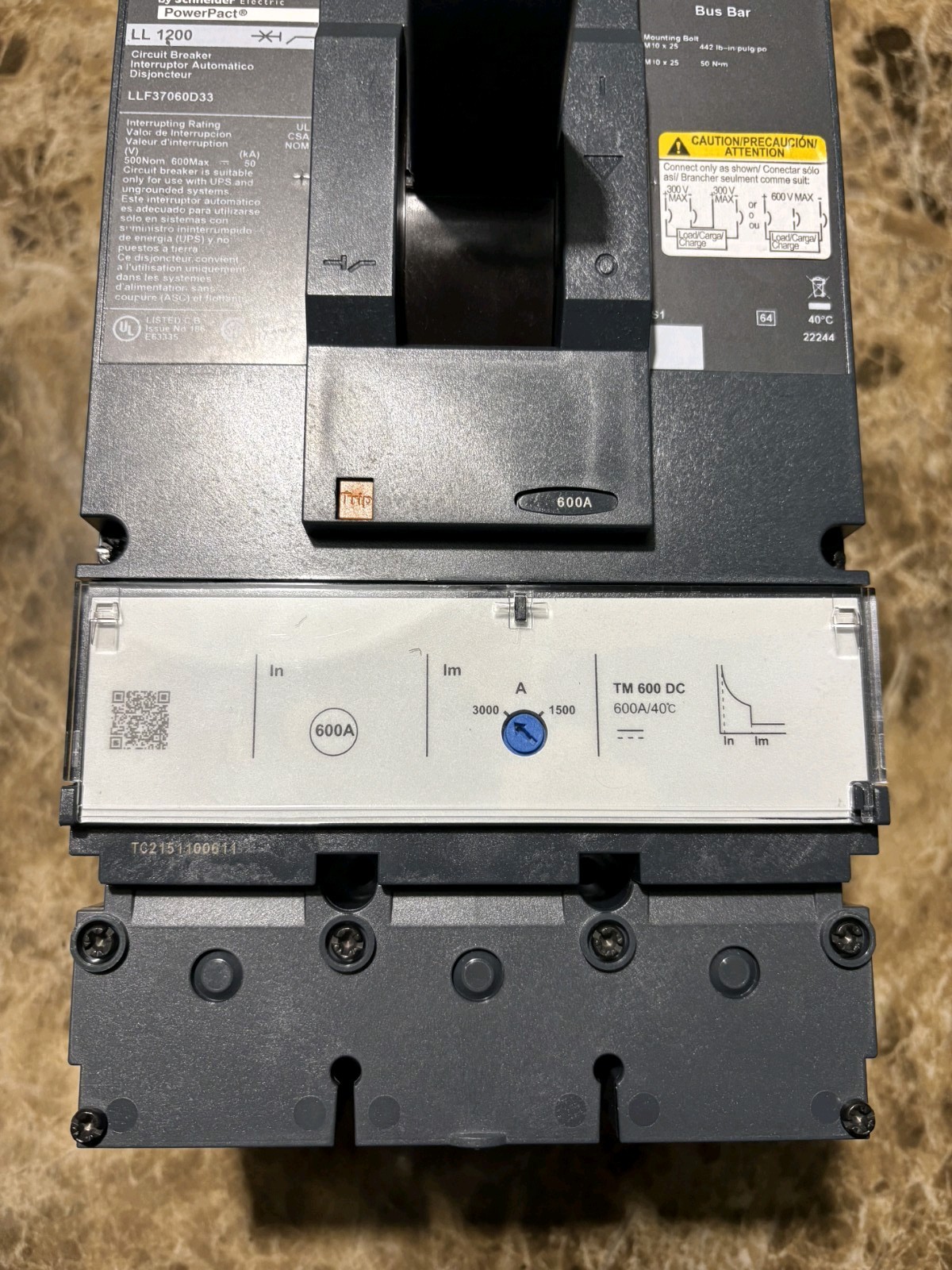 SQUARE D LLF37060D33 , PowerPact BREAKER, 3p /600vdc/ 600A, N/NIB! MAKE OFFER!