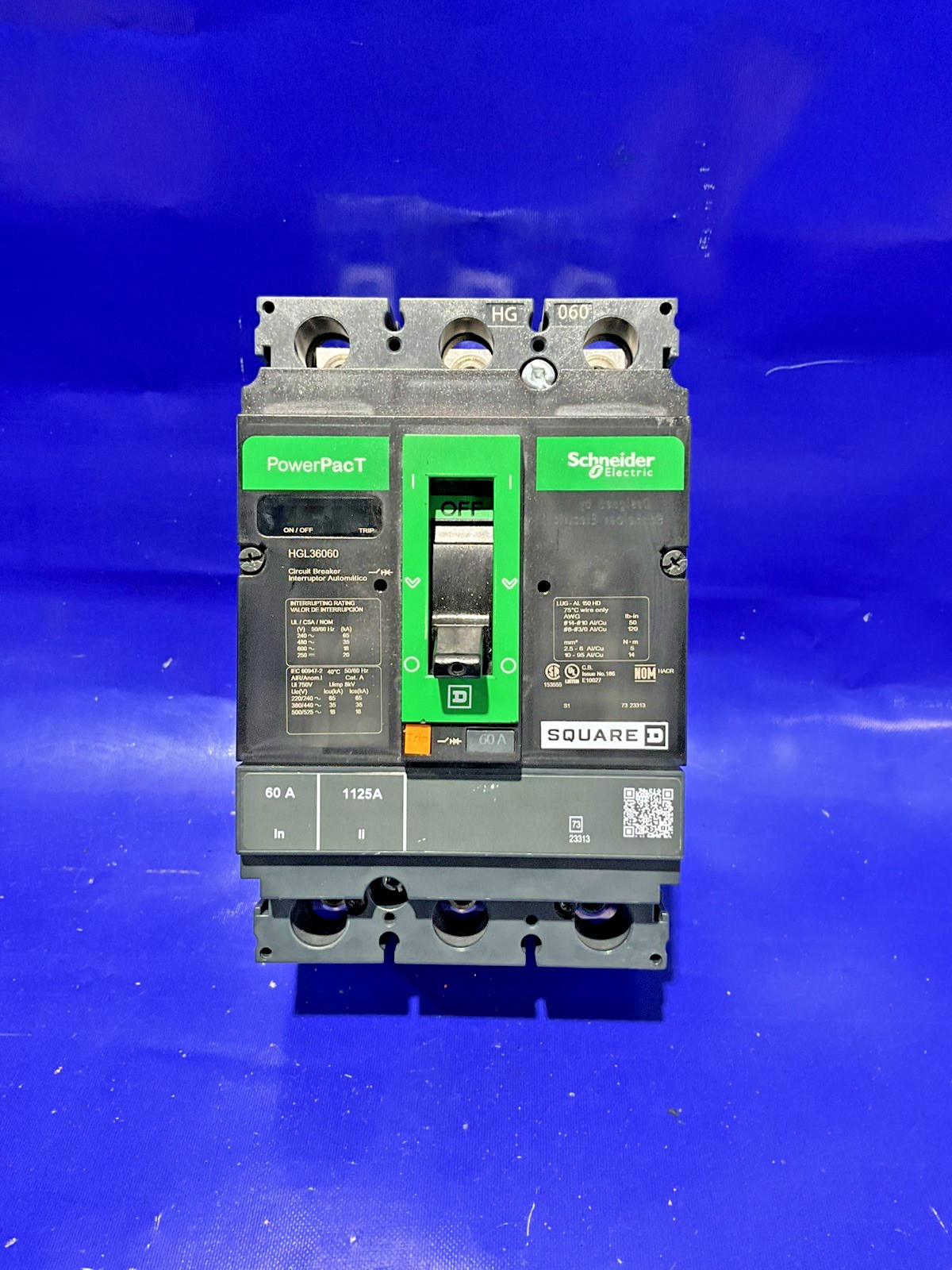 HGL36060 60 Amp 600V 3 Pole Square D PowerPact Circuit Breaker🟦