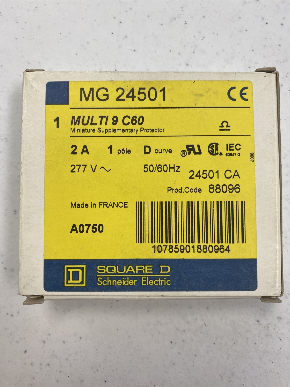 NEW, SQUARE D SCHNEIDER ELECTRIC MG 24501 MINI SUPPLEMENTARY PROTECTOR C60