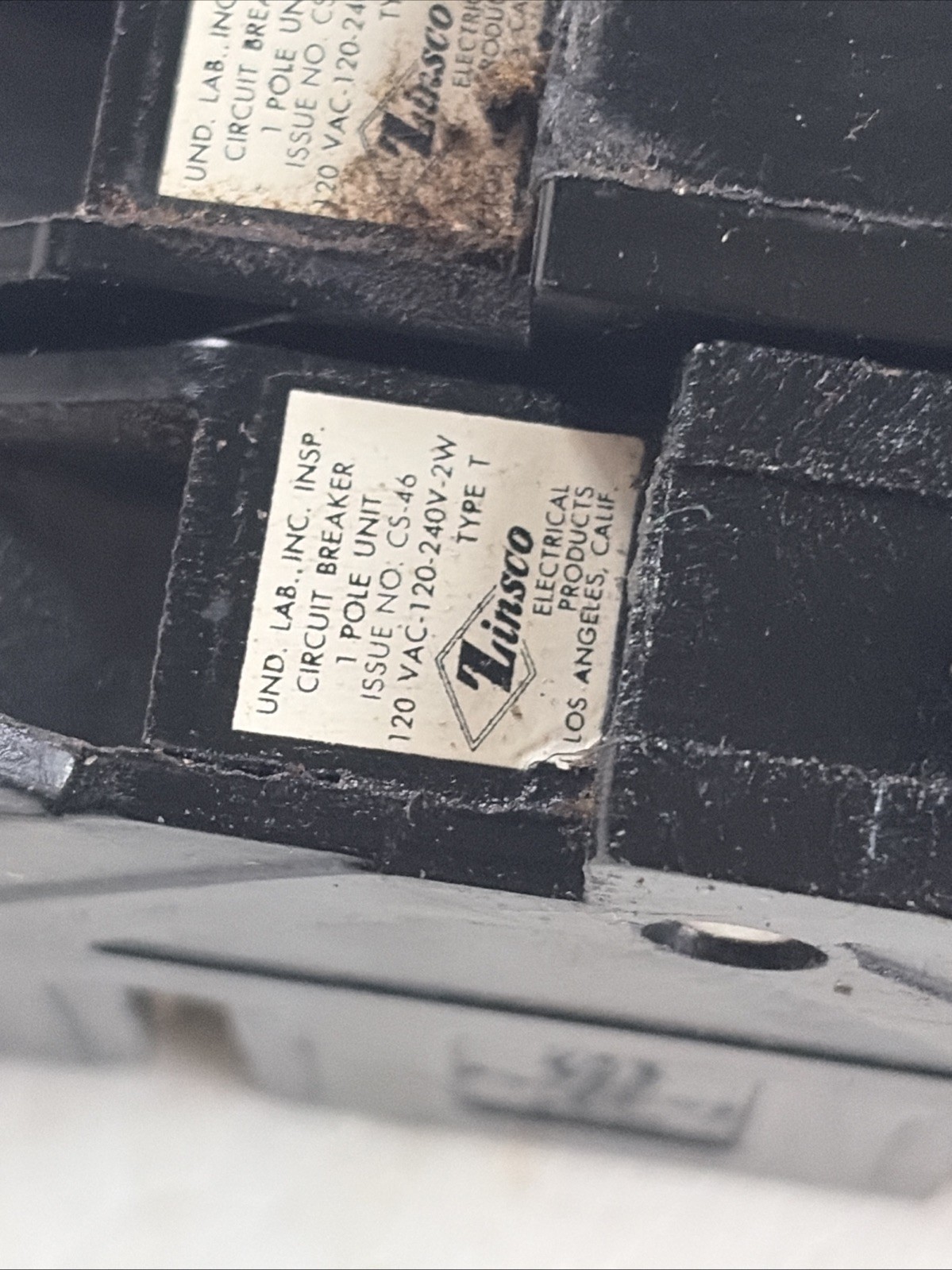 Zinsco Magnetrip T50 50 Amp 1 Pole Feed-thru Breaker 50A 1P Type T Black T150