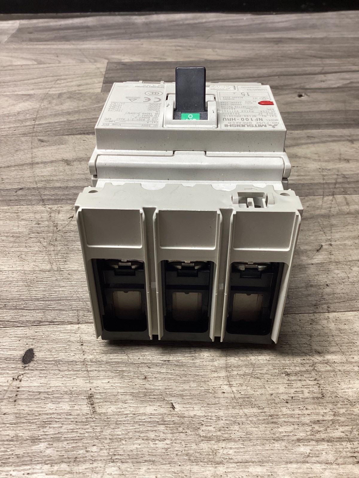 Mitsubishi NF100-HRU No-Fuse Breaker 3 Pole 15A 480vac #108A161PR2
