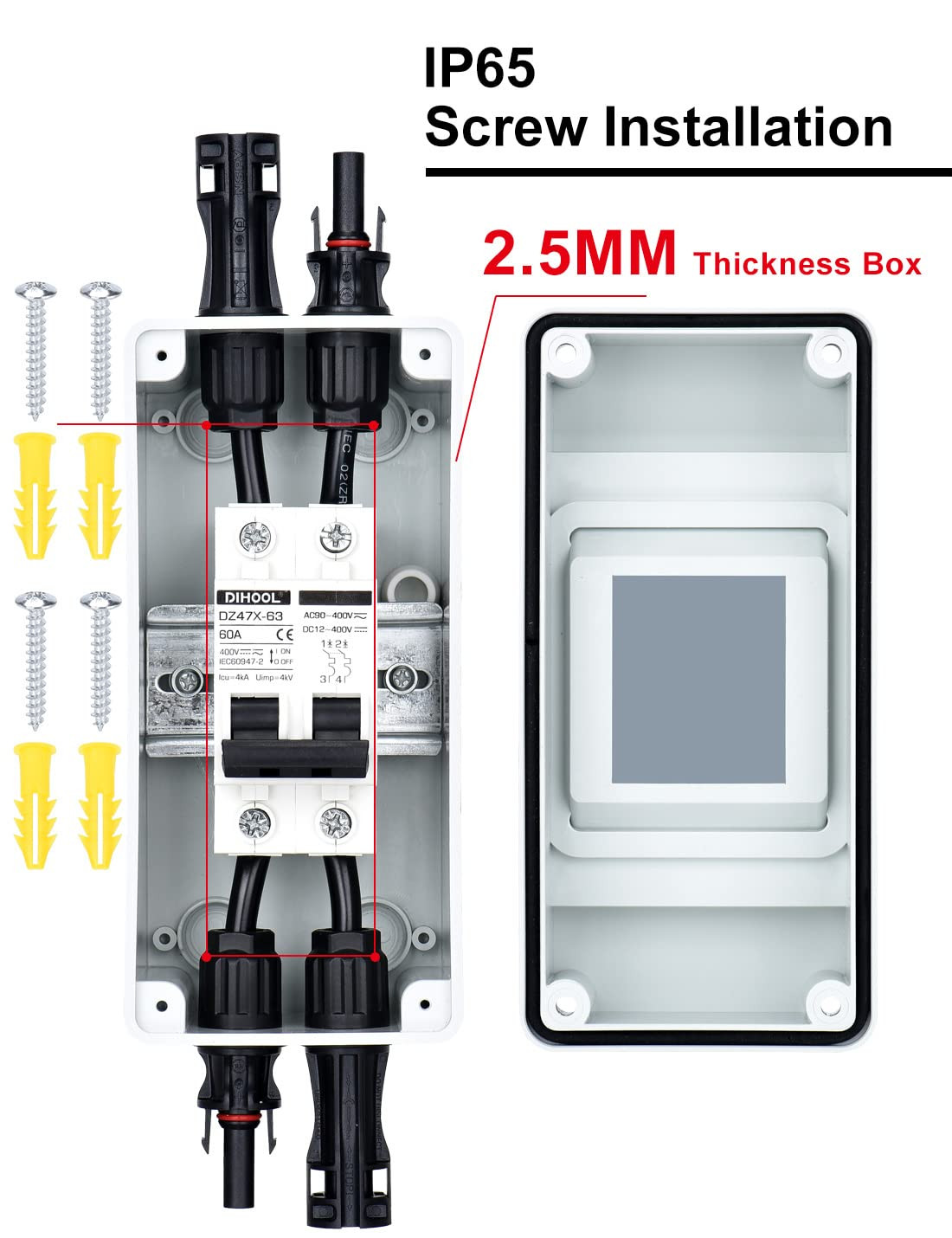 60 Amp Solar Disconnect Switch Dc Circuit Breaker With Cover Outdoor