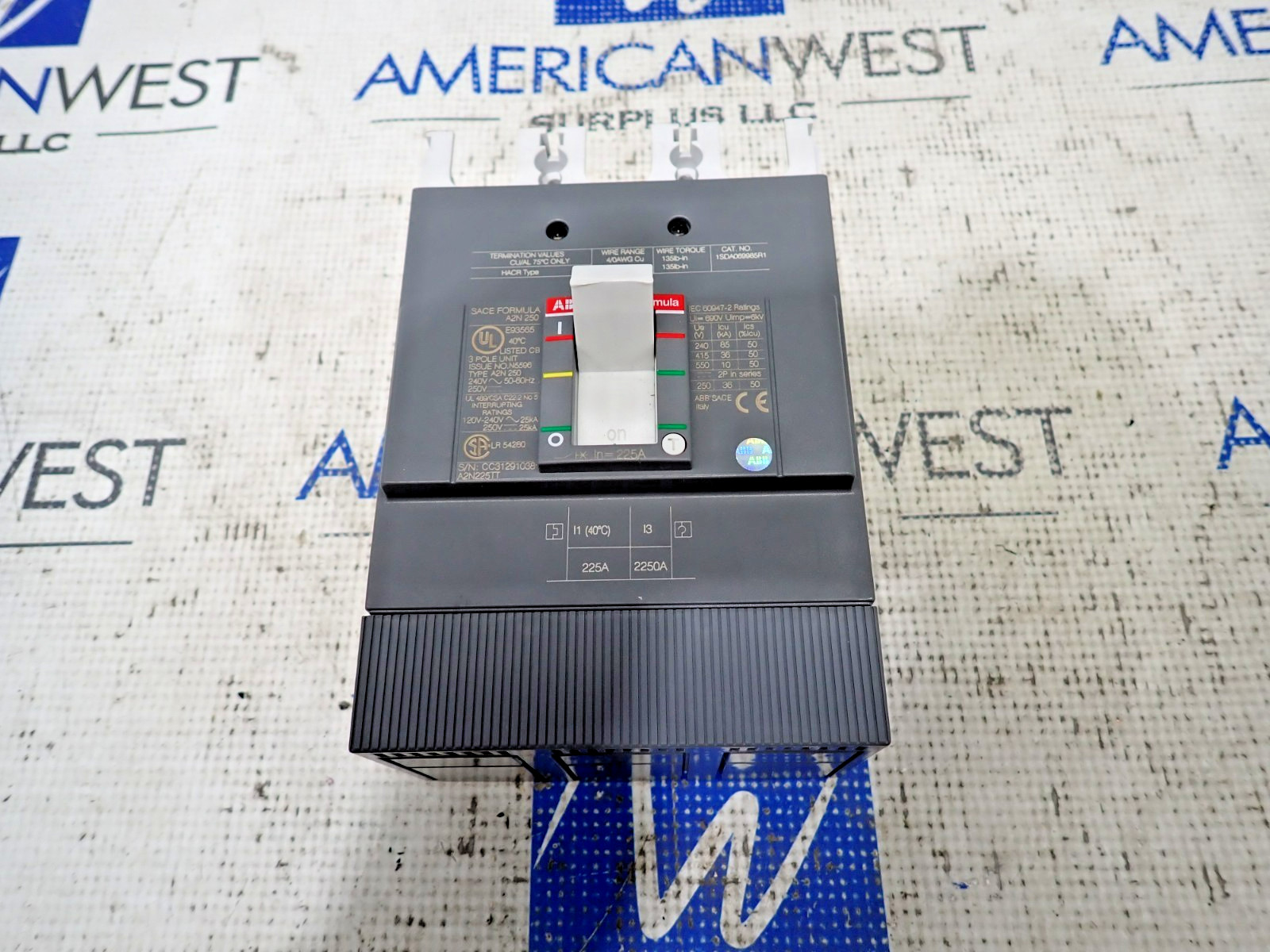 New ABB A2N225 1SDA069985R1 3P TMF 225 amp 25kA 240v Sace Formula Breaker