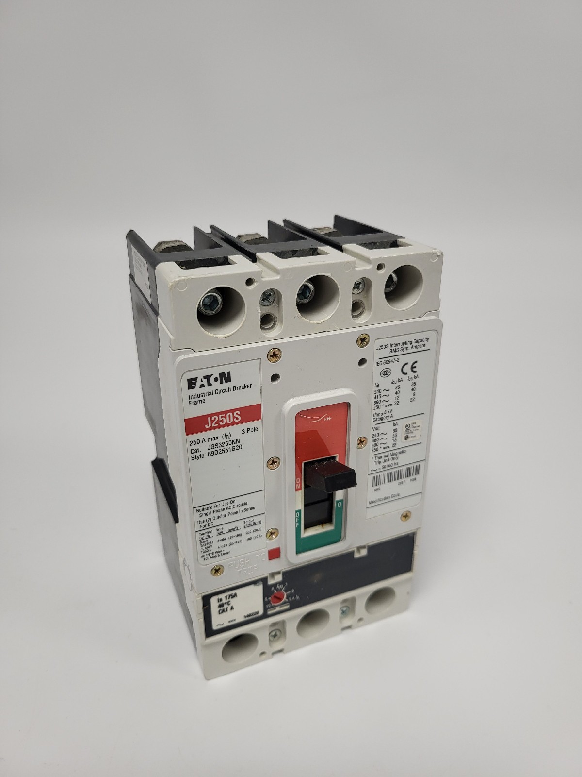 Eaton JGS3250NN Circuit Breaker, 3-Pole, 600V, 250A