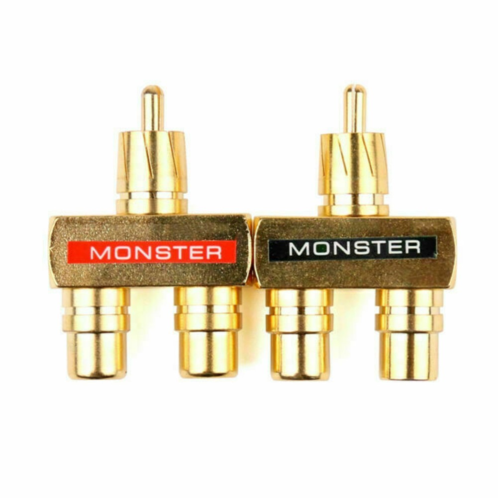 Y Splitter Adapter Copper Gold Plated Metal Parts 2pcs Accessory Audio