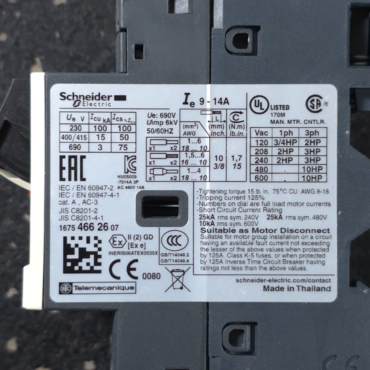 Schneider Electric – GV2 ME16 – Motor Circuit Breaker – TeSys 034317