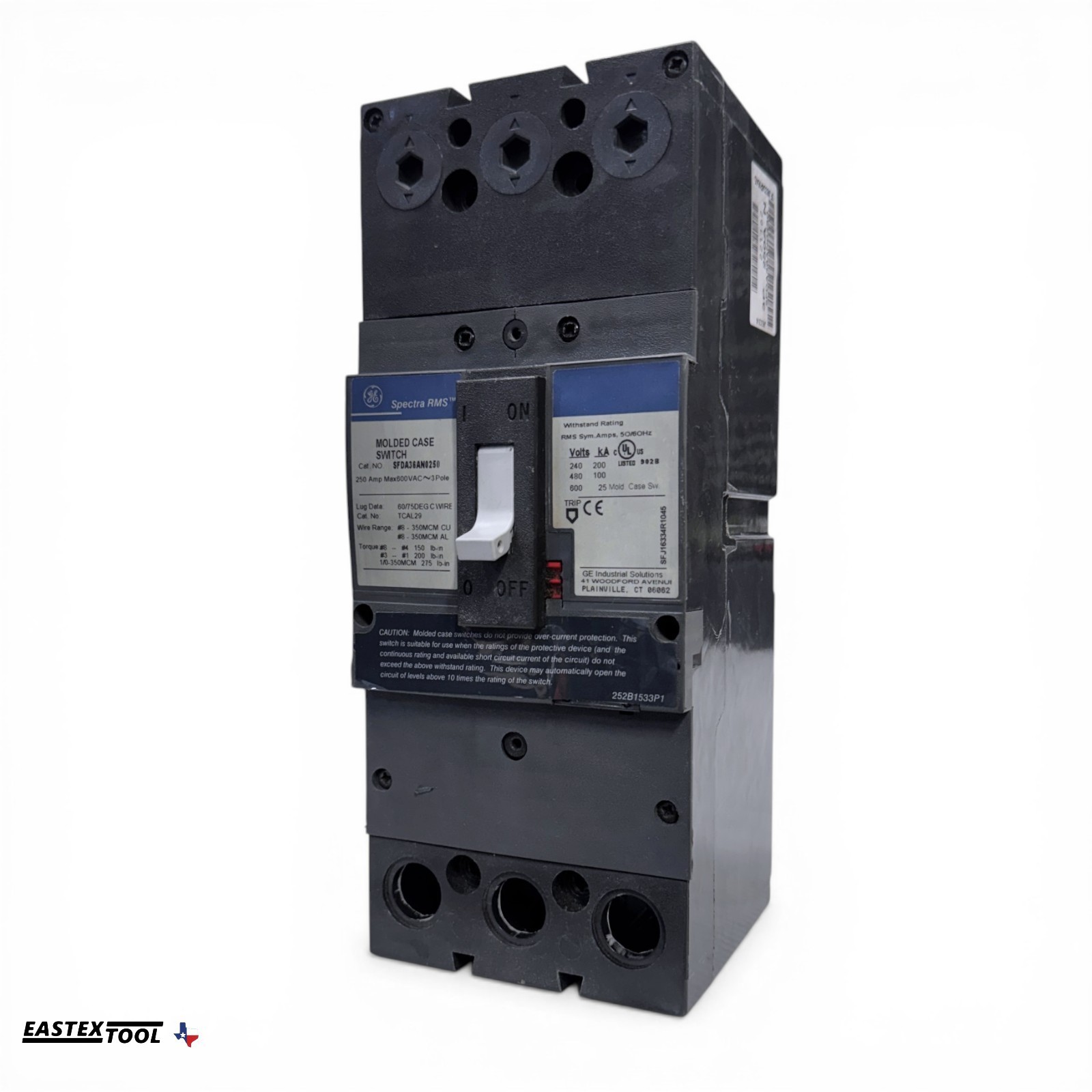 GE SPECTRA SFDA36AN0250 250A 3 POLE 600V MOLDED CASE SWITCH BREAKER SF250