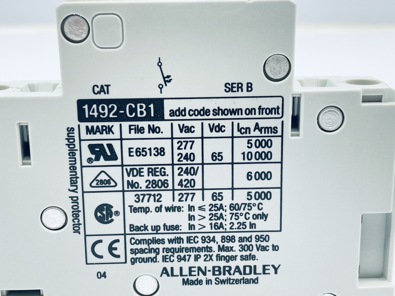 ALLEN BRADLEY 1492-CB1G300 Circuit Breaker/ Manual Motor Controller Ser B 30A