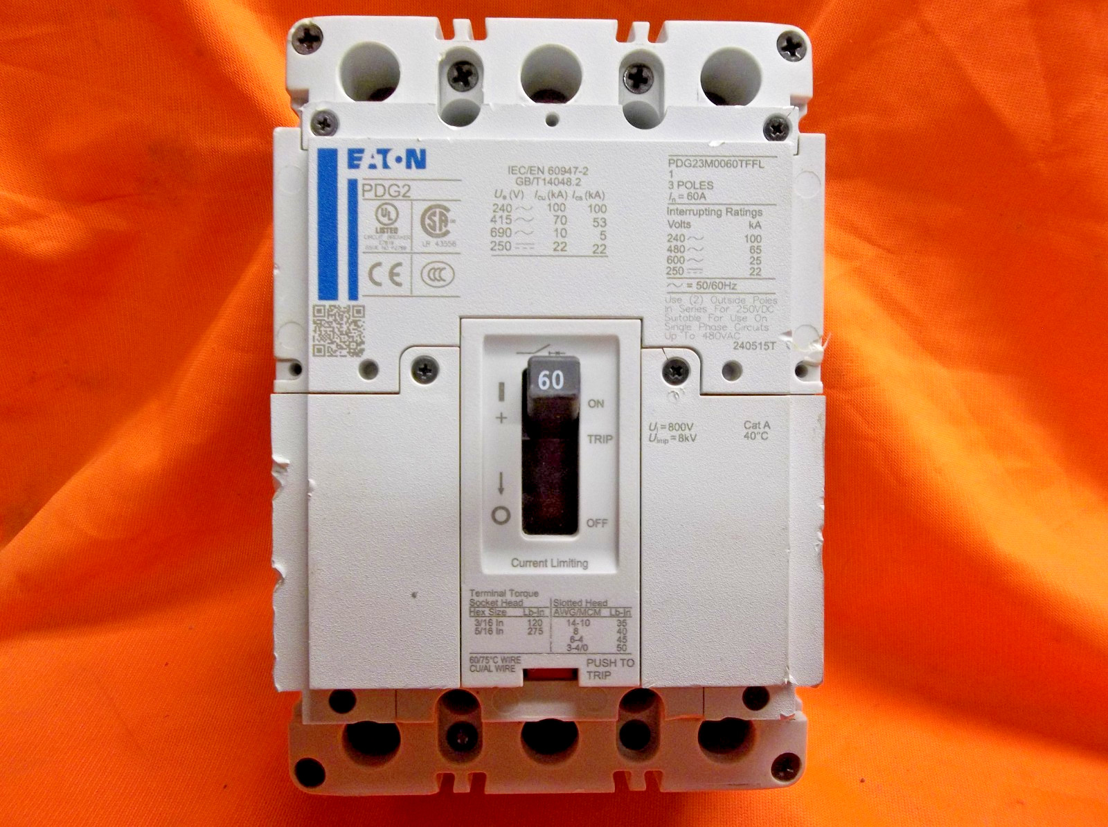 EATON PDG23M0060TFFL circuit breaker 1106B3