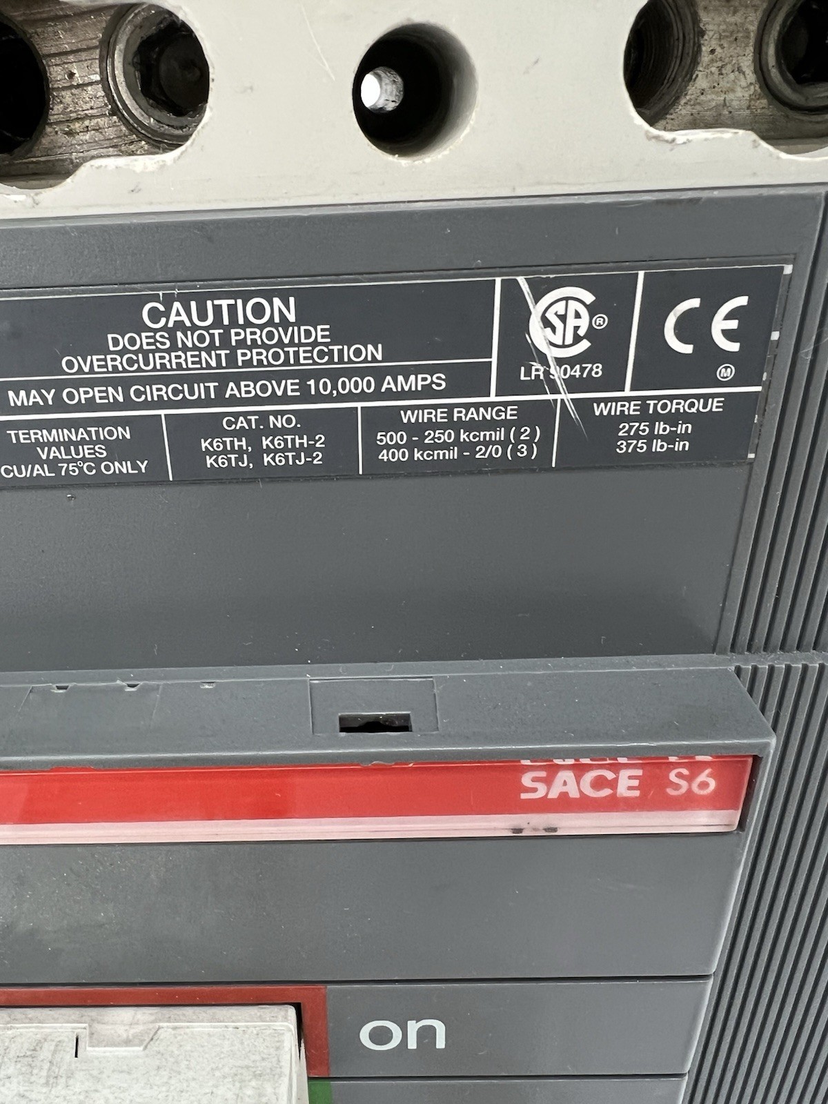 ABB SACE S6H-D, 3 Pole, 600 AMP, 600 VAC, Molded Case Switch, Made in Italy