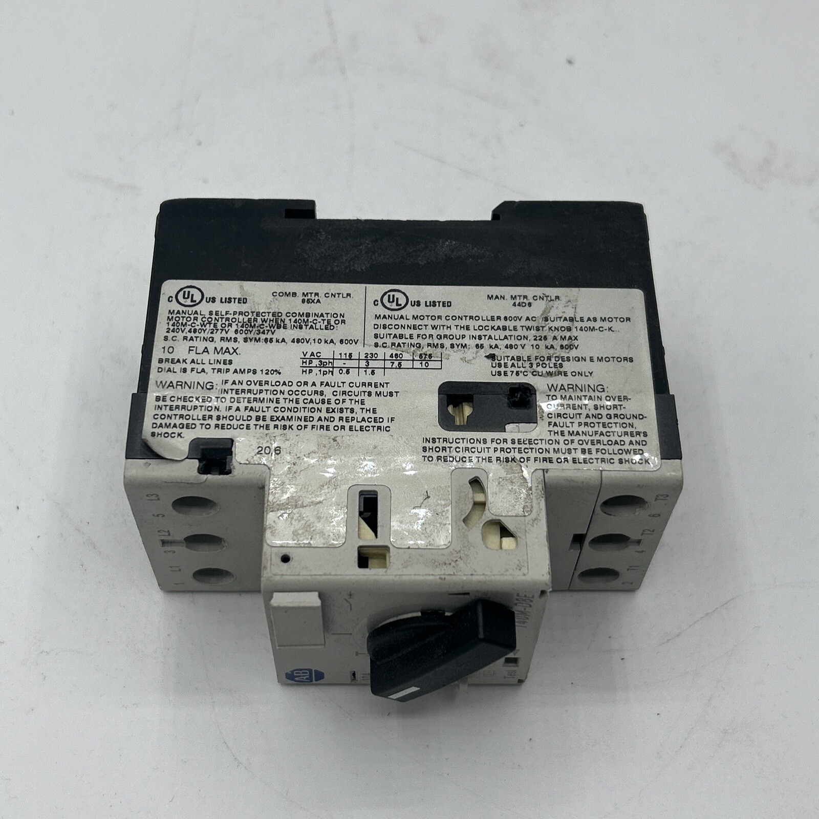 Allen Bradley 140M-D8E-C10 Motor Protection Circuit Breaker, SER B