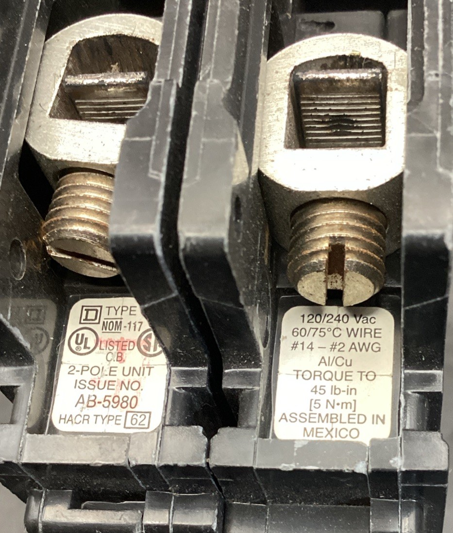 Used Square D QOU240 40 Amp Circuit Breaker 2 Pole 120/240 Vac