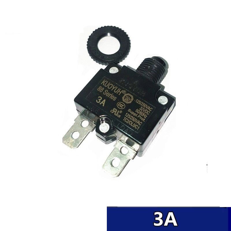 3A-25A Manual Reset Push Button Switch Thermal Circuit Breaker 125/250VAC 32VDC
