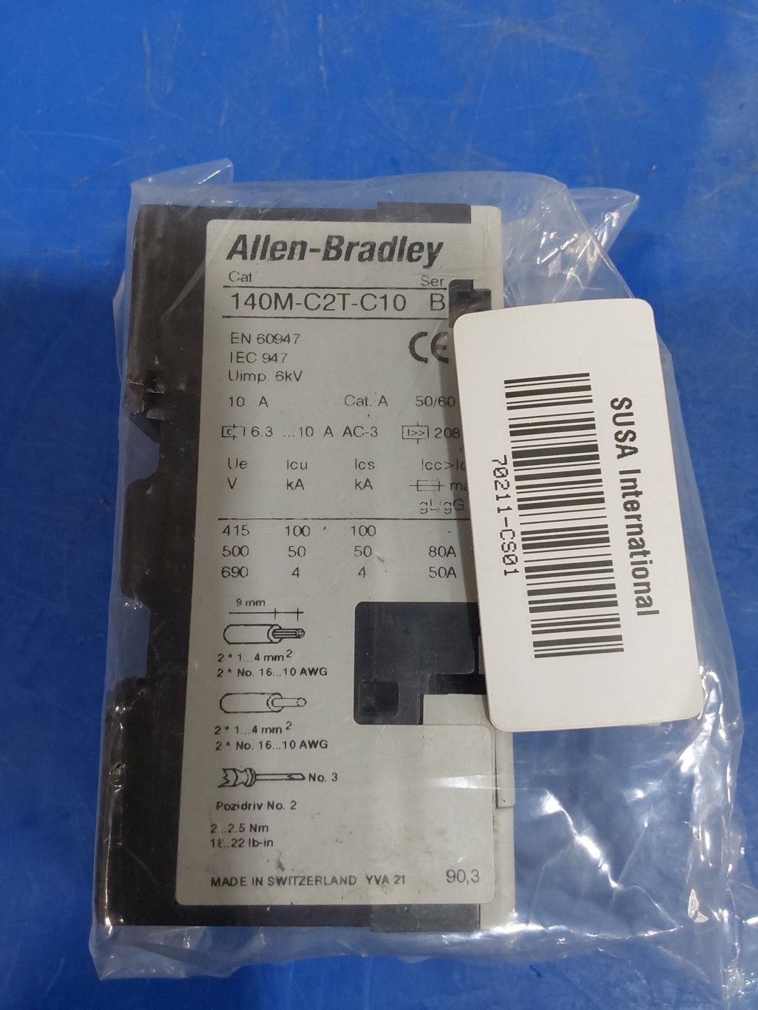 Allen-Bradley 140M-C2T-C10 Circuit Breaker, Ser B, 6.3-10A