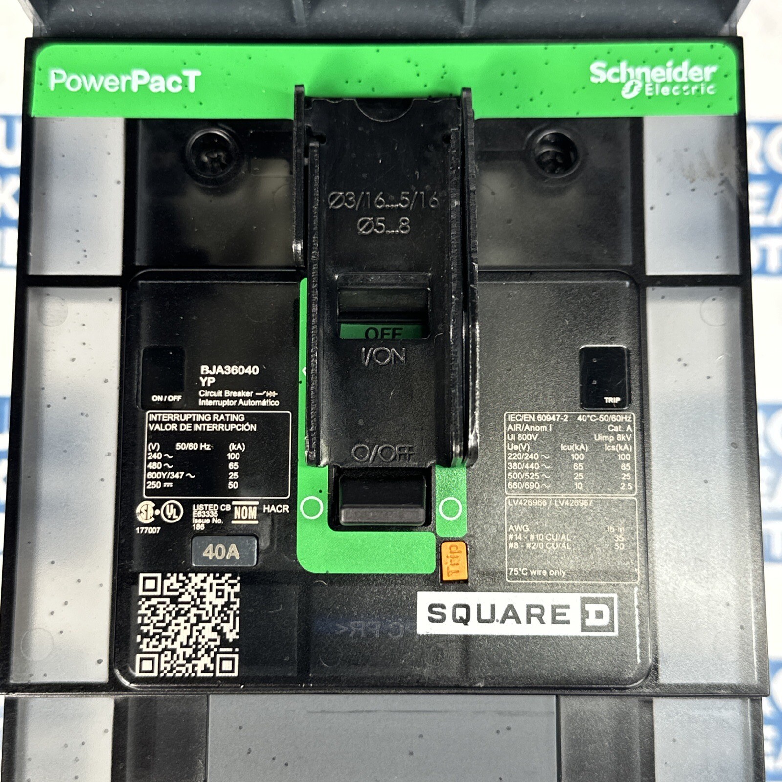 Square D BJA36040YP 40 Amp 600 Vac 3 Pole Circuit Breaker-Warranty(New Take Out)