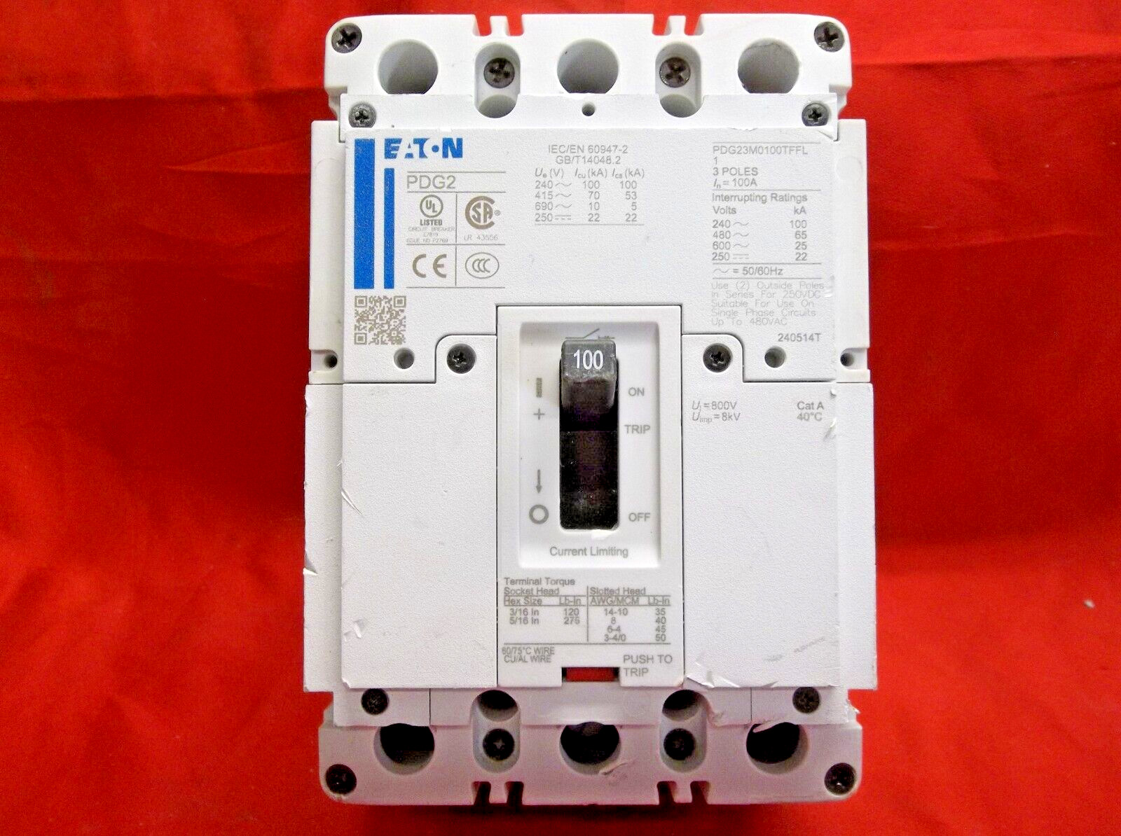 EATON PDG23M0100TFFL circuit breaker 365A3