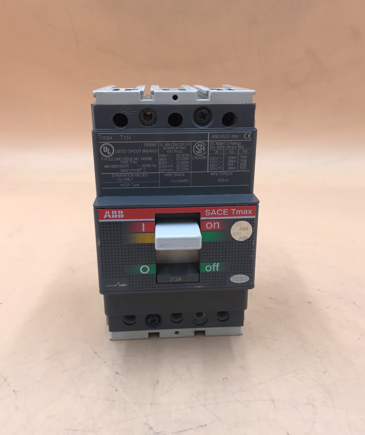 HOUSTON STOCK ABB T1N070TL TYPE T1N 70 AMP 600V REFURBISH FREE 2DAY AIR SHIPPING