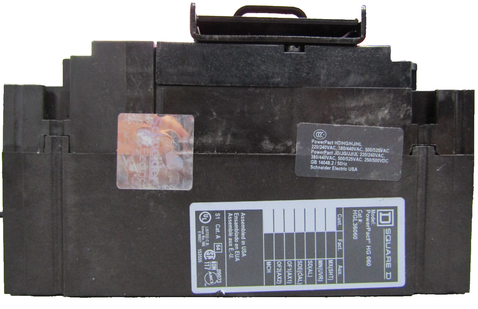 😏 SQUARE D 60 AMP POWERPACT CIRCUIT BREAKER 3 POLE 600 VAC 250 VDC HGL36060